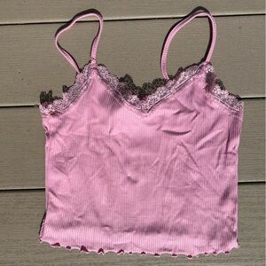 Primark Pink Lace Detail cropped tank top women’s small